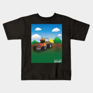 Orange Hunting Truck Cartoon Kids T-Shirt